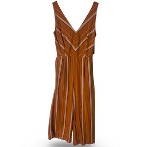 Lucky Brand Women’s Striped Blake Jumpsuit Chevron Wide Leg Pockets Fall Sz. S
